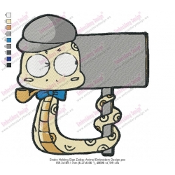 Snake Holding Sign Zodiac Animal Embroidery Design